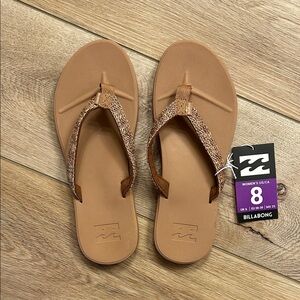 NWT Women’s Billabong Brown Braided Flip Flop Sandals